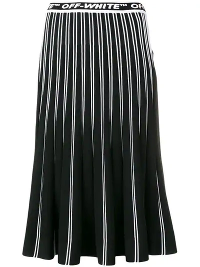 Shop Off-white Pleated Knit Skirt In Black