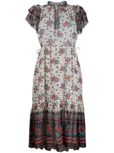 Shop Ulla Johnson Floral Flared Dress In Red