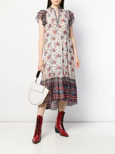 Shop Ulla Johnson Floral Flared Dress In Red