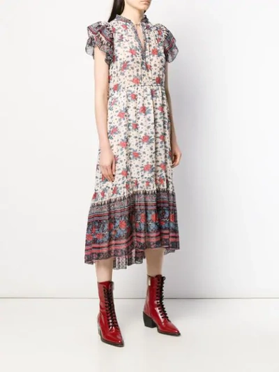 Shop Ulla Johnson Floral Flared Dress In Red