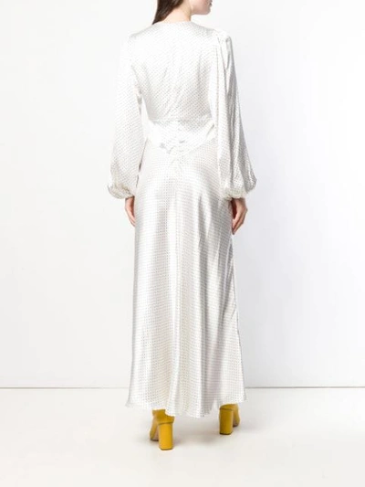 Shop Ganni Polka Dot Flared Dress In White