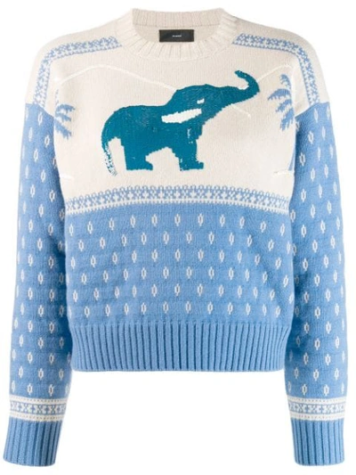 Shop Alanui Elephant Knitted Sweater In 6788 Cove Light Blue