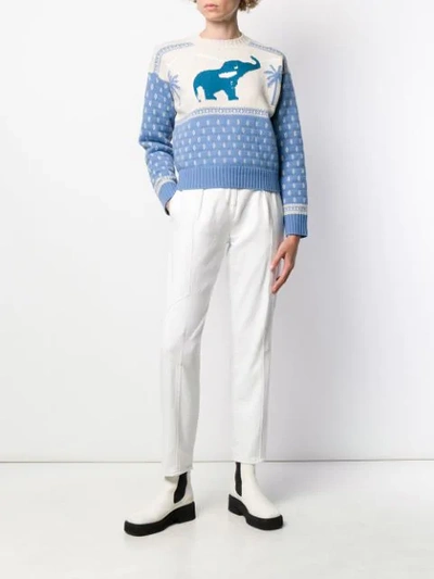 Shop Alanui Elephant Knitted Sweater In 6788 Cove Light Blue