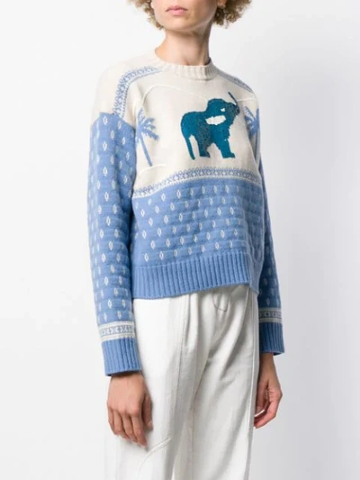 Shop Alanui Elephant Knitted Sweater In 6788 Cove Light Blue