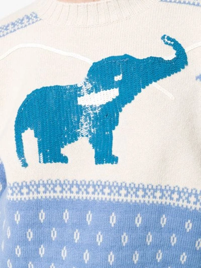 Shop Alanui Elephant Knitted Sweater In 6788 Cove Light Blue