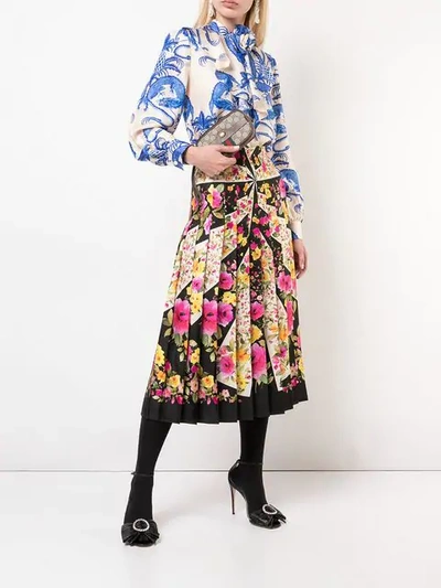 Shop Gucci Floral Print Skirt In Multicolour