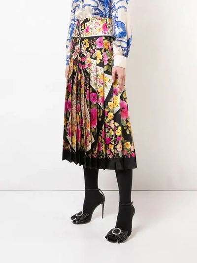 Shop Gucci Floral Print Skirt In Multicolour