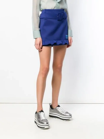Shop Prada Ruffled Hem Mini Skirt - Blue