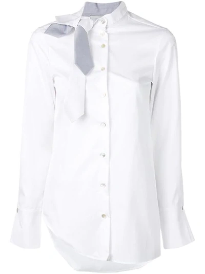 BALOSSA WHITE SHIRT DECONSTRUCTED NECK-TIE SHIRT - 白色