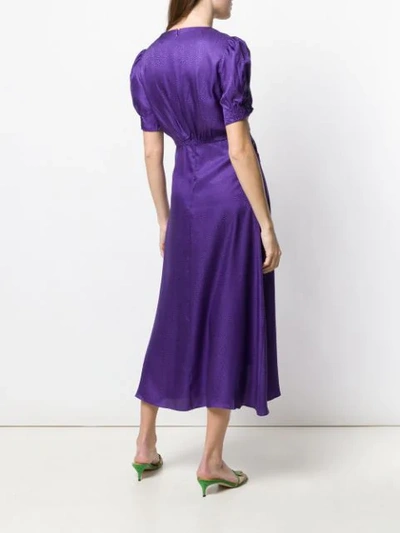 Shop Saloni Embroidered Midi Dress In Purple
