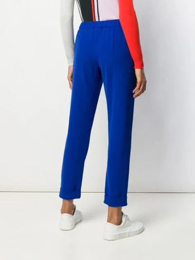 Shop P.a.r.o.s.h Cropped Tailored Trousers In Blue