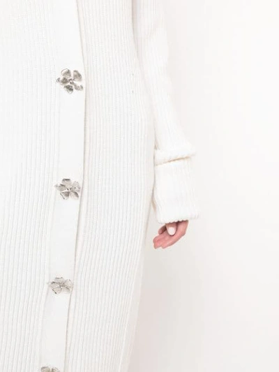 Shop Oscar De La Renta Flower Buttons Cardigan In White