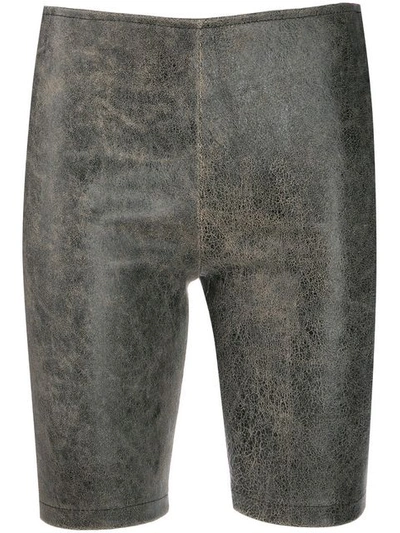 Shop Manokhi Cracked Leather Shorts In Black