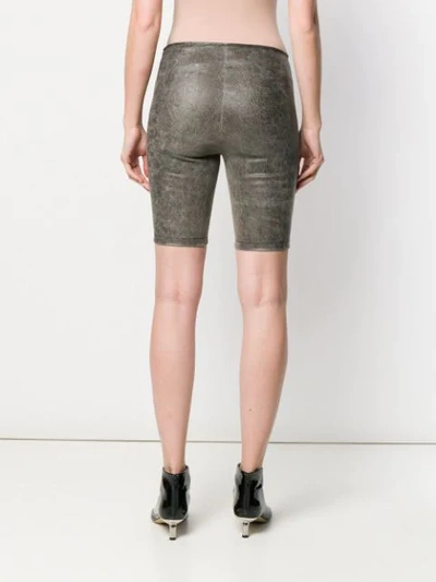 Shop Manokhi Cracked Leather Shorts In Black