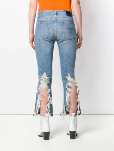 Shop R13 Cropped Bootcut Jeans In Blue