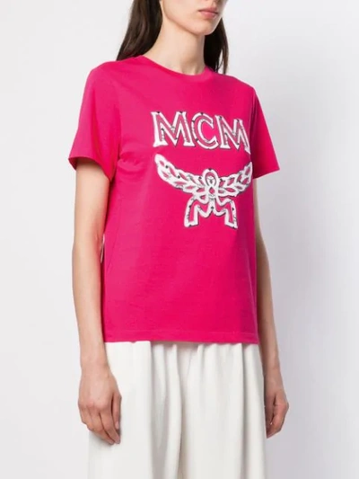 Shop Mcm Logo Print T-shirt In Qs00s Sugar Pink