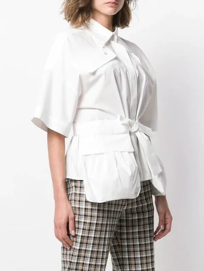 Shop Fendi Tie-waist Shirt In White