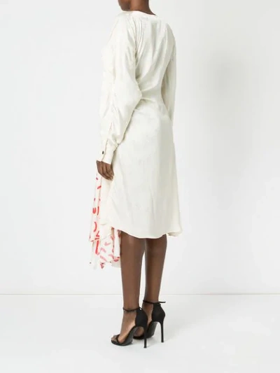 Shop Aalto Gathered Asymmetric Floral Dress - White