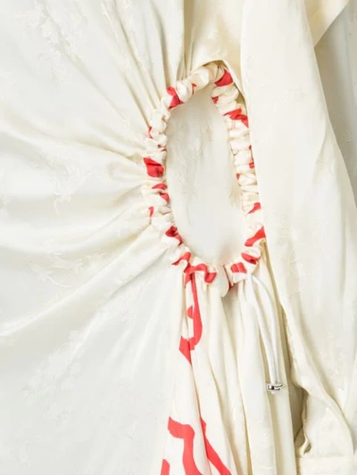 Shop Aalto Gathered Asymmetric Floral Dress - White