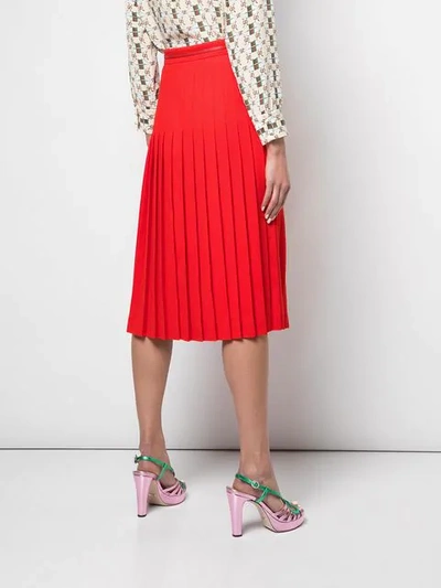 Shop Gucci Pleated Wool Skirt In Red