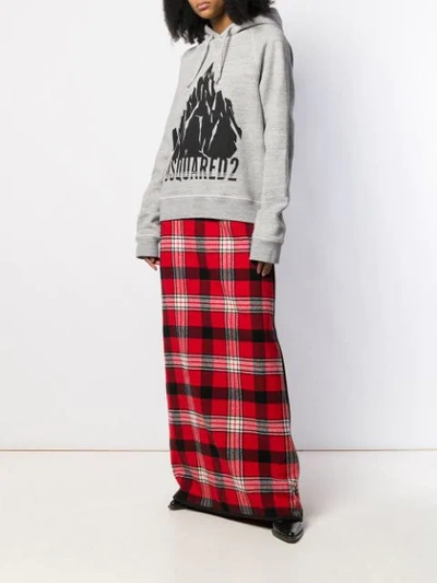 Shop Dsquared2 Flannel Checked Long Skirt In Red