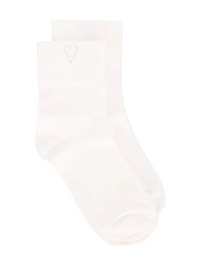 heart embellished socks
