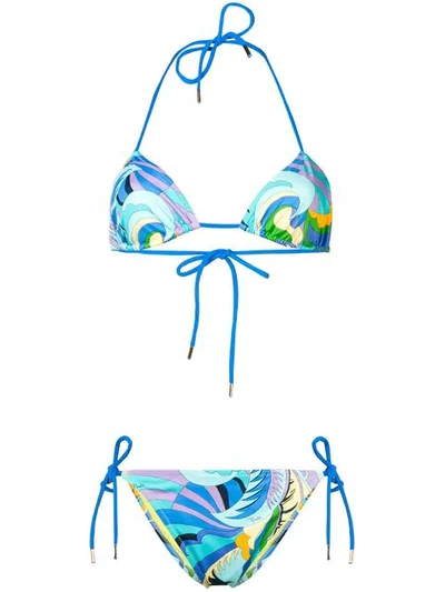 Shop Emilio Pucci Printed Bikini In Blue