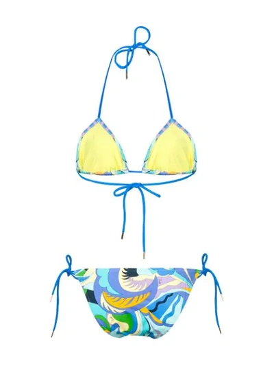 Shop Emilio Pucci Printed Bikini In Blue