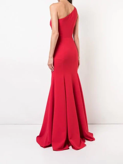 Shop Marchesa Notte One Shoulder Long Dress In Red