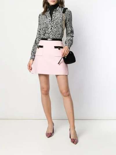 Shop Miu Miu Contrast Trim Mini Skirt - Pink