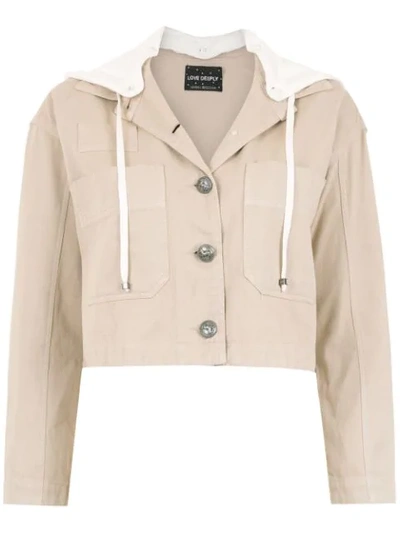 Shop Andrea Bogosian Hooded Cropped Jacket In Neutrals