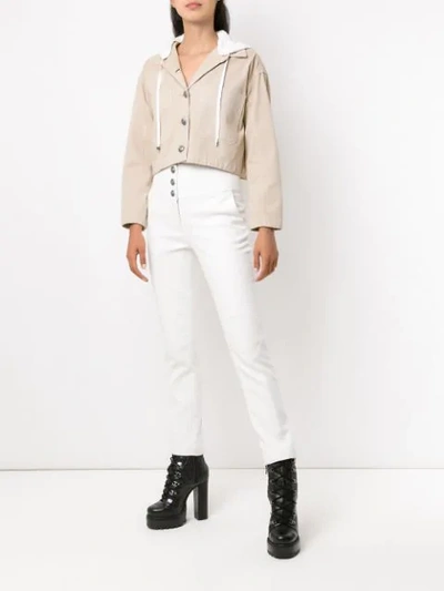 Shop Andrea Bogosian Hooded Cropped Jacket In Neutrals