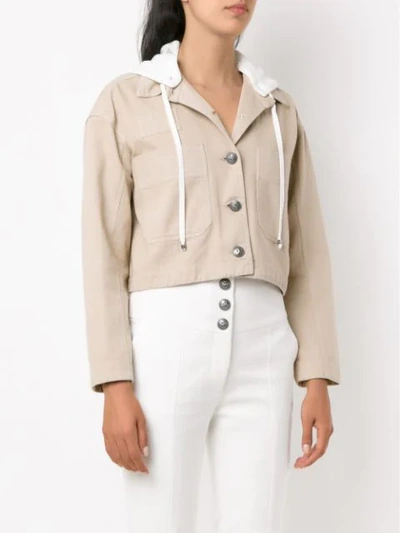 Shop Andrea Bogosian Hooded Cropped Jacket In Neutrals