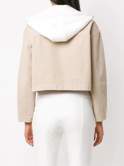 Shop Andrea Bogosian Hooded Cropped Jacket In Neutrals