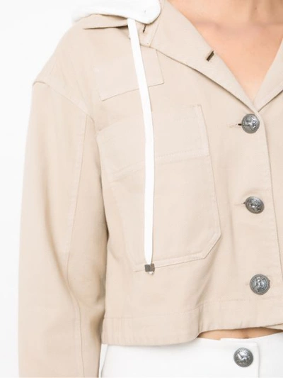 Shop Andrea Bogosian Hooded Cropped Jacket In Neutrals