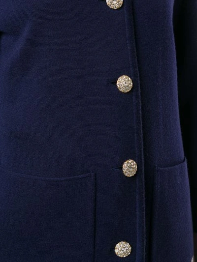 Pre-owned Saint Laurent Collarless Midi Coat In Blue