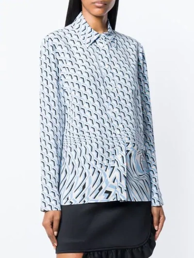 Shop Prada Geometric Illusion-print Shirt In Blue