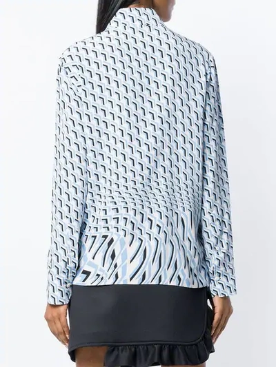 Shop Prada Geometric Illusion-print Shirt In Blue