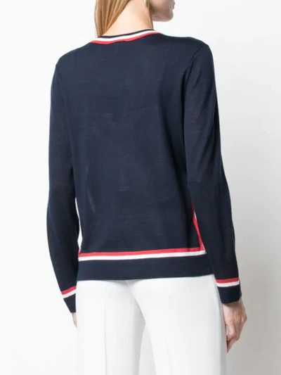 ESCADA STRIPED TRIM CARDIGAN - 蓝色