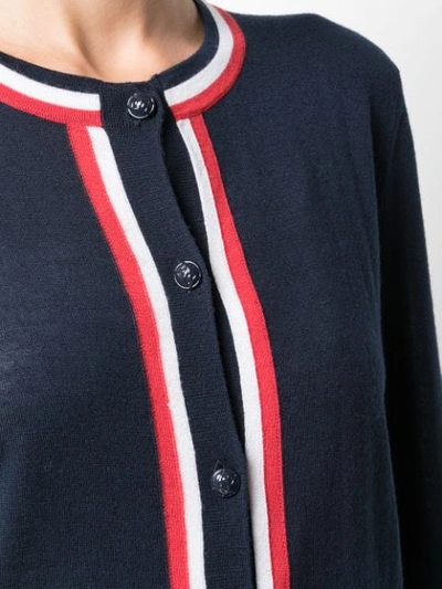 Shop Escada Striped Trim Cardigan - Blue