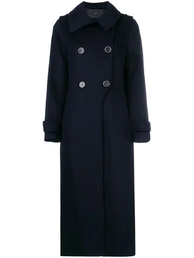 Shop Mackage Double Breasted Coat In Blue