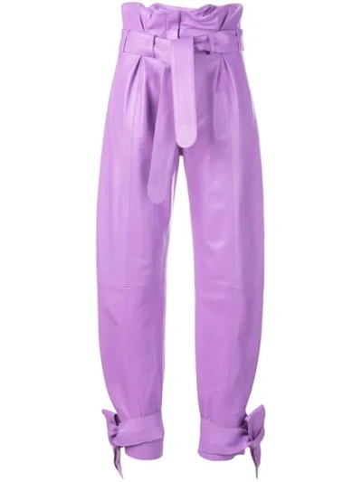 Shop Attico Cropped Paperbag Trousers In Purple