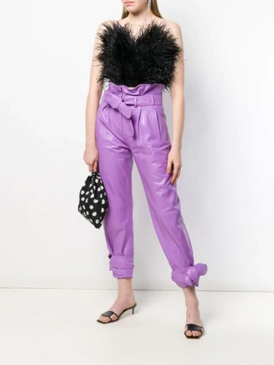 Shop Attico Cropped Paperbag Trousers In Purple