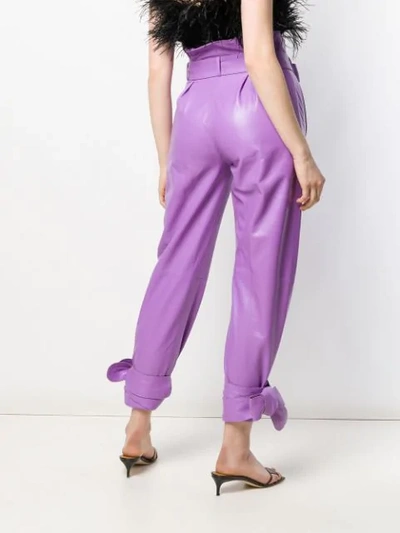 Shop Attico Cropped Paperbag Trousers In Purple