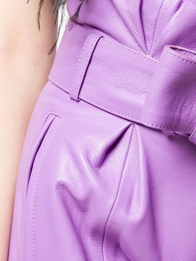 Shop Attico Cropped Paperbag Trousers In Purple