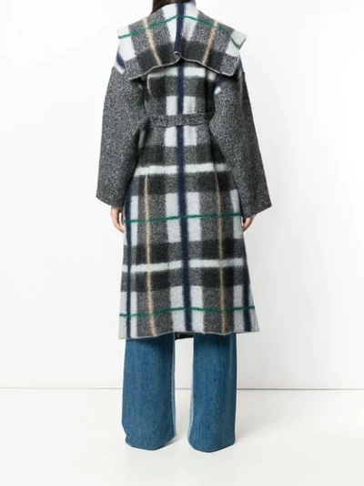 Stella Mccartney Hooded Checked Wool-blend Coat In Grey