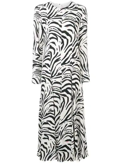 Shop Msgm Zebra Print Long Dress In Black