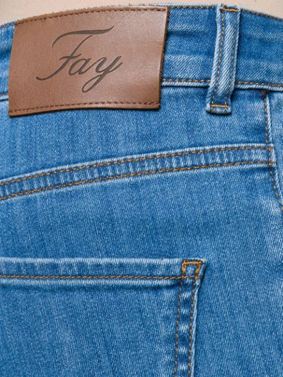 Shop Fay Slim Turn Up Jeans In Blue