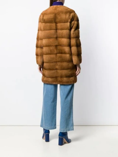 Shop Liska Luce Midi Fur Coat In Brown
