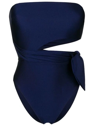 Shop Zimmermann Strapless Swimsuit In Blue